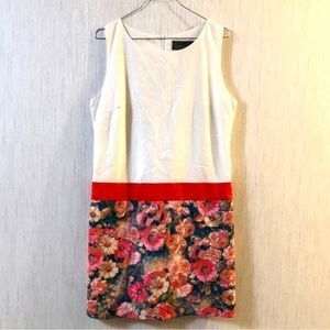 Anthropologie Sunday in Brooklyn Off White Pink Floral Drop Waist Dress Size M